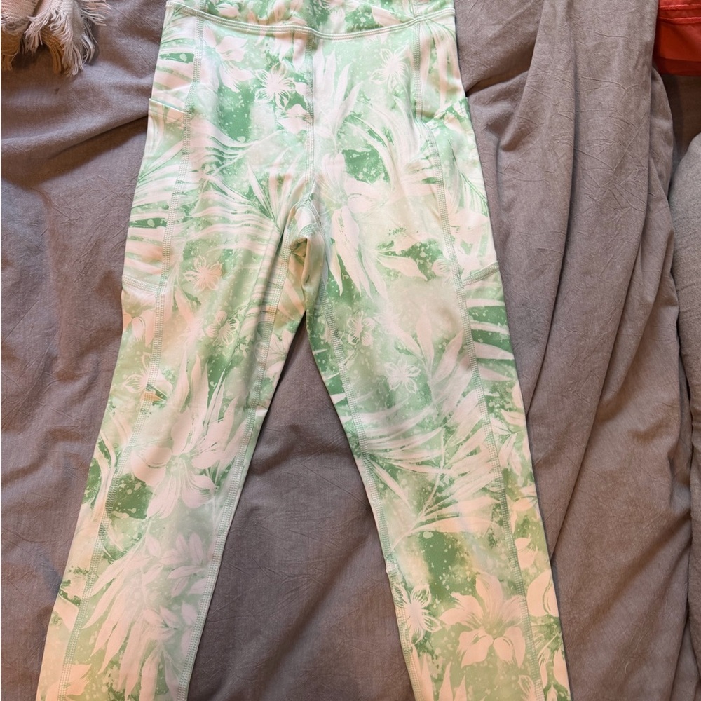 Adore Me Green and White Floral Leggings